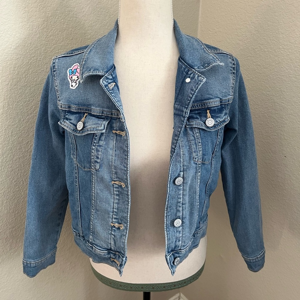 Customized Denim Jacket with My Melody Patches and Name (Zoe) Large 10-12 Girls